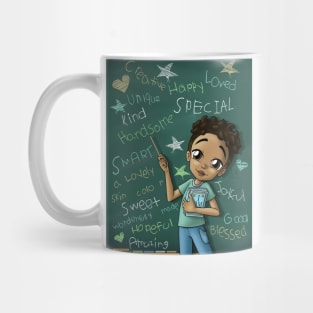 African American Boy Light Brown and Positive Words Mug